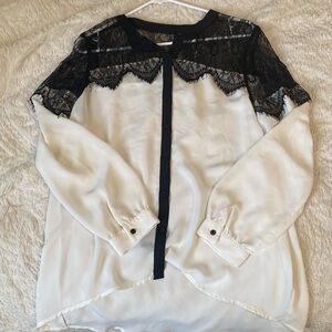 Lauren Conrad blouse! white with black lacing